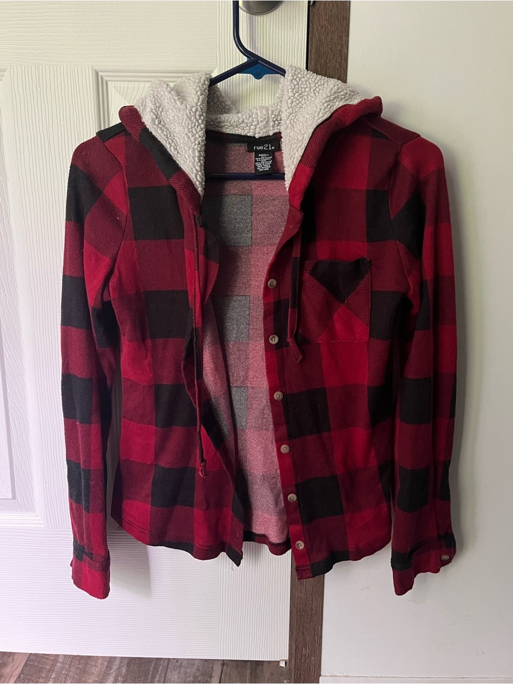 Faux Flannel Jacket with Hood Lining